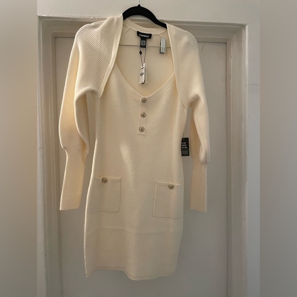Express‎ Cream sweater mini dress size small NWT - Picture 4 of 10